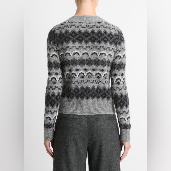 NWT Vince Fair Isle Alpaca Blend V-Neck Cardigan - Picture 4 of 5